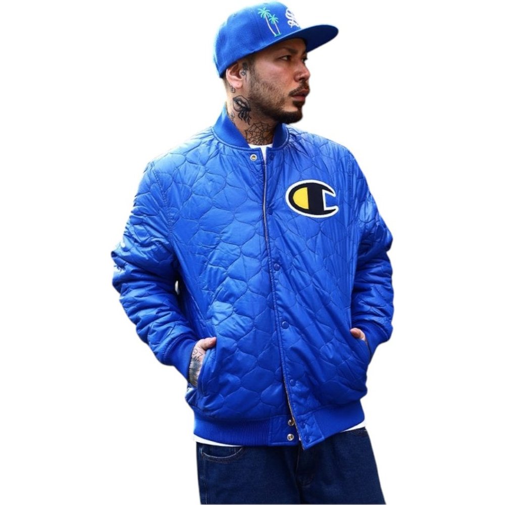 Champion Men's Puffer Reversible Winter Snow Ski Jacket Blue Gold  Men's Size L